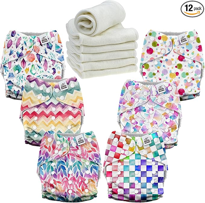 Mama Koala 3.0 Cloth Diapers for Babies, 6 Pack One Size Washable and Reusable Pocket Diapers for Newborns and Toddlers (Gorgeous Dreams)