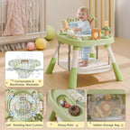 TOLEAD Baby Activity Center, Infant Jumper Activity Center with 5 Toys, Lights & Music, Adjustable Heights, 3-Stage Activity Center & Play Table, Interactive Play Center for Baby Ages 6m+ (Green)