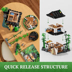 Bamboo-House Lighting Building-Bricks Set - Retro Chinese Bamboo Cabin and Treehouse Collection LED Light Set 2432 Pcs for Adults and Retro House Building Collectors