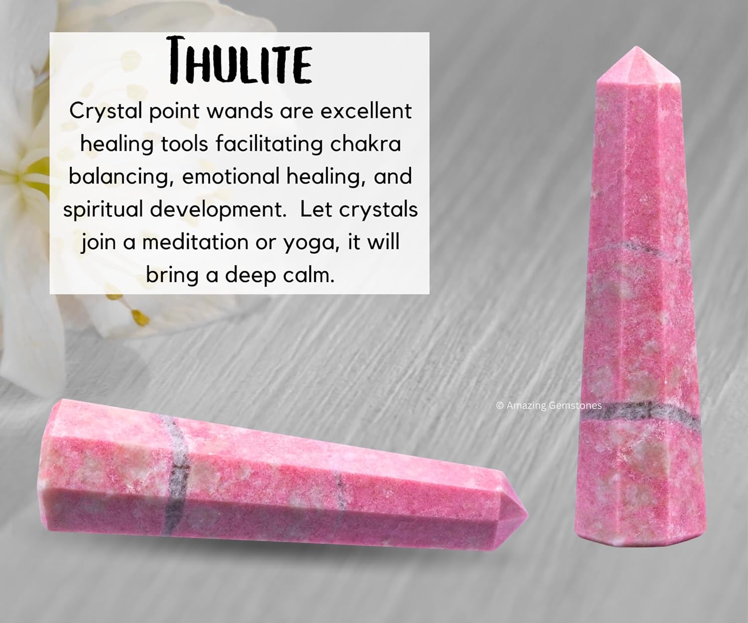 Amazing Gemstone Thulite Crystal Towers - Natural Healing Crystal Point Obelisk for Reiki Healing and Crystal Grid (3 Inch)