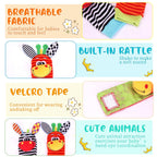 Wrist Rattle Foot Finder Socks Set for Baby Arm Hand Rattle Feet Leg Ankle Socks Newborn Soft Sensory Toys Baby Socks Newborn Rattles Toys Easter Gifts 0-3 6-12 Months Infant Girl Boy