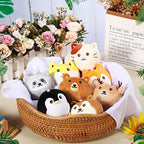 Aoriher 8 Pcs Mini Woodland Animals Plush Toys 3.15 Inch Soft Stuffed Animals Ornaments Bulk Colorful Woodland Keychain for Birthday Baby Shower Party Decors Classroom Prizes(Regular Style)