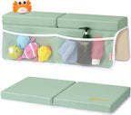 Bath Kneeler and Elbow Rest Pad Set - Comfortable 1.5” Thick Baby Bath Kneeler Pads with Toys Organizer, Non-Slip Knee Arm Support Bathtub Mat, Quick-Drying Kneeling Pad for Baby Bath Time