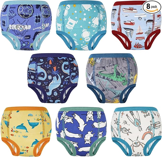 MooMoo Baby Absorbent Potty Training Pants 8 Packs Cotton Training Underwear for Boys 8T