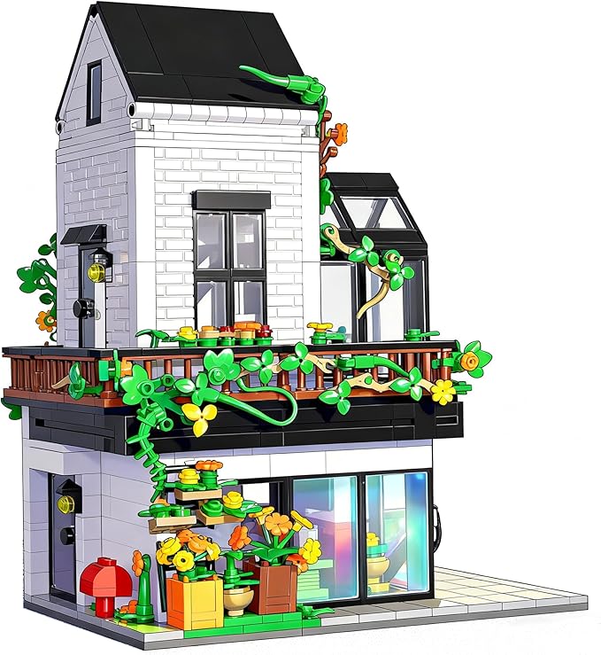 Garden Villa House Building Set, Flower House Building Set, Greenhouse Modular Building Block Kit Home Decor Gift for Adults