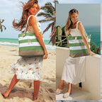 YOOLIFE Initial Canvas Waterproof Beach Tote Bag Zipper Personalized Gifts for Women Her Birthday Travel Beach Essential