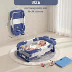 Collapsible Baby Bathtub for Newborn to Toddler (0-24 Months), Portable Baby Bath Tub for Travel, Newborn Bathtub with Soft and Supportive Cushion (Astronaut-Blue)
