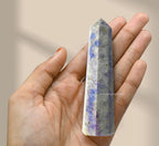 Amazing Gemstone Hackmanite Fluorescent Sodalite Crystal Towers - Natural Healing Crystal Point Obelisk for Reiki Healing and Crystal Grid (3 Inch)