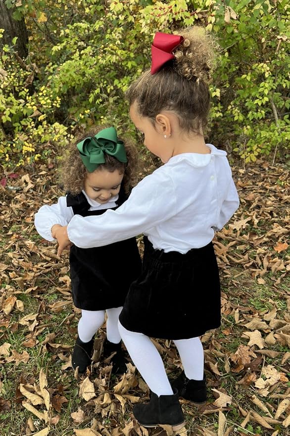 Wee Ones Girls' Plain Wrap Classic Grosgrain Hair Bows on a WeeStay No-Slip Hair Clip, Handmade, King, Forest Green