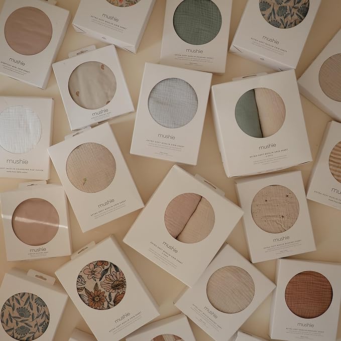 mushie Extra Soft Muslin Fitted Crib Sheet 2-Pack | 192 Thread Count | 28"x 52" (Roman Green/Fog)