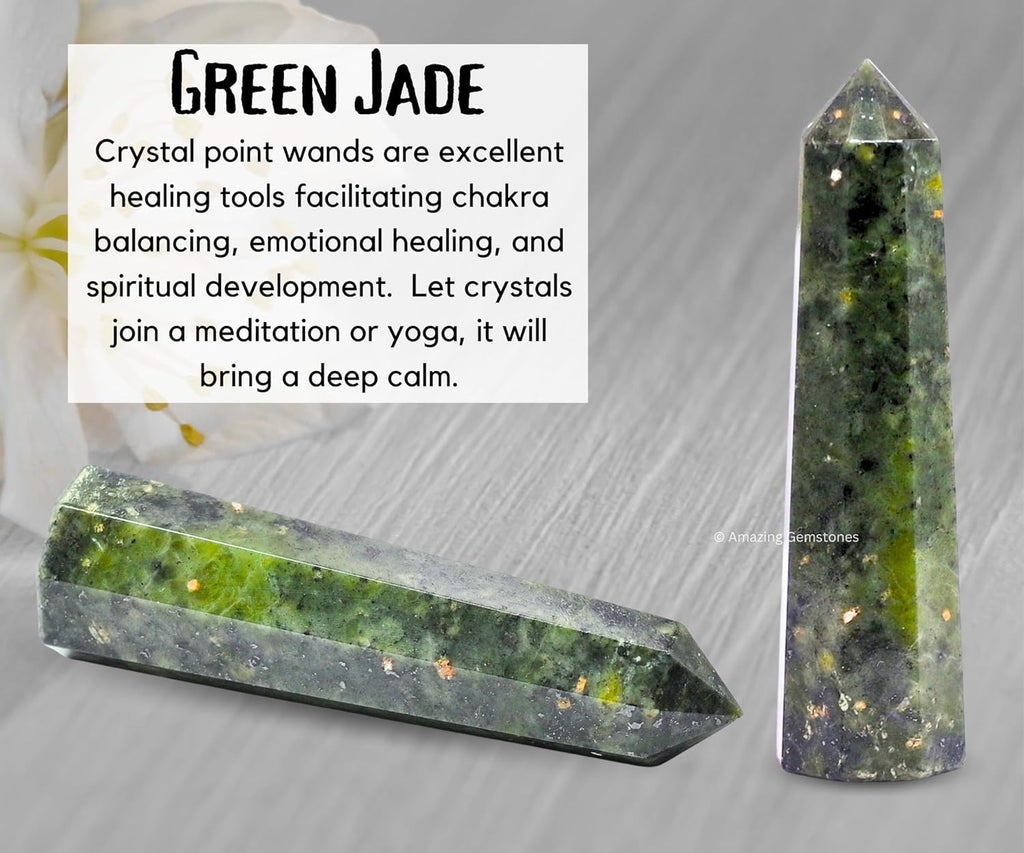 Amazing Gemstone Green Jade Crystal Towers ~ Natural Healing Crystal Point Obelisk for Reiki Healing and Crystal Grid (2 to 3 INCH)