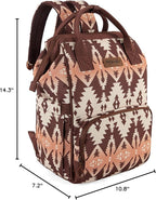 Wrangler Diaper Bag Backpack Aztec Travel Backpack Purses Western Multi-Function Baby Bags for Mom with Waterproof Insulated Pockets