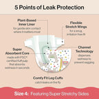 The Honest Company Clean Conscious Diapers for Delicate Skin | Up to 100% Leakproof | Hypoallergenic, Fragrance Free | Girl Prints | Super Club Box, Size 4 (22-37 lbs), 104 Count (Prints May Vary)