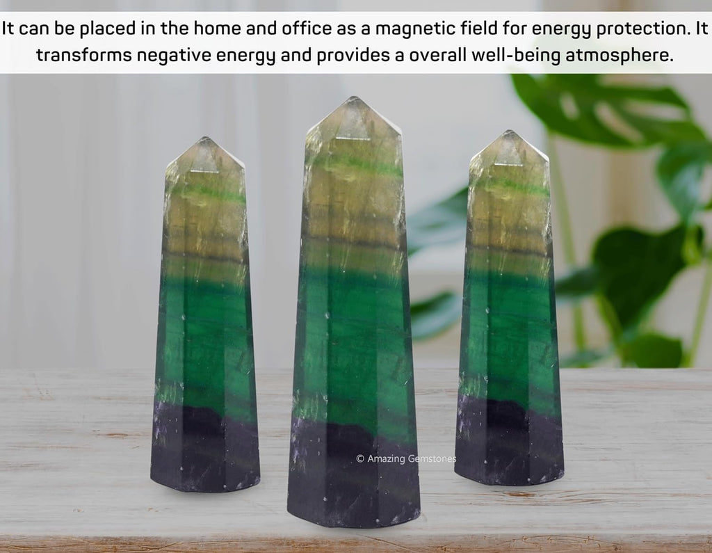 Amazing Gemstone Fluorite Crystal Towers - Natural Healing Crystal Point Obelisk for Reiki Healing and Crystal Grid (2 Inch to 3 Inch)