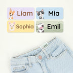 Personalized Name Labels for Kids (60) – Custom Waterproof & Durable Stickers for Clothing, Daycare, Office & School Supplies - Animals