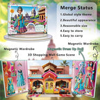 Yuzee Paper Dolls Stickers - Magnetic Dress Up Dolls for Girls - Toddler Travel Toys - 1 Paper Doll and 33 Clothing Accessories with 3D Magnetic Game Scene, Foster Creativity and Imagination