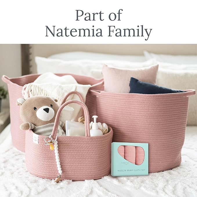 Natemia Muslin Burp Cloths for Baby Boys and Girls - Super Absorbent Baby Burp Cloths, Viscose Derived from Bamboo Cotton Baby Washcloths, 3-Pack Neutral Burp Cloths for Newborn, 21" x 11"