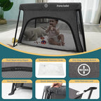 Pamo Babe Travel Crib Lightweight Baby Playard with Mattress Compact Play Yard with Detachable Legs