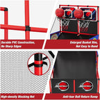2 in 1 Dual Shot Basketball Arcade Game with 2 Dart Boards/Electronic Scoreboard/LED Light, Kids Basketball Hoop for Home Indoor Outdoor, Sport Toys Gifts for Boys Girls