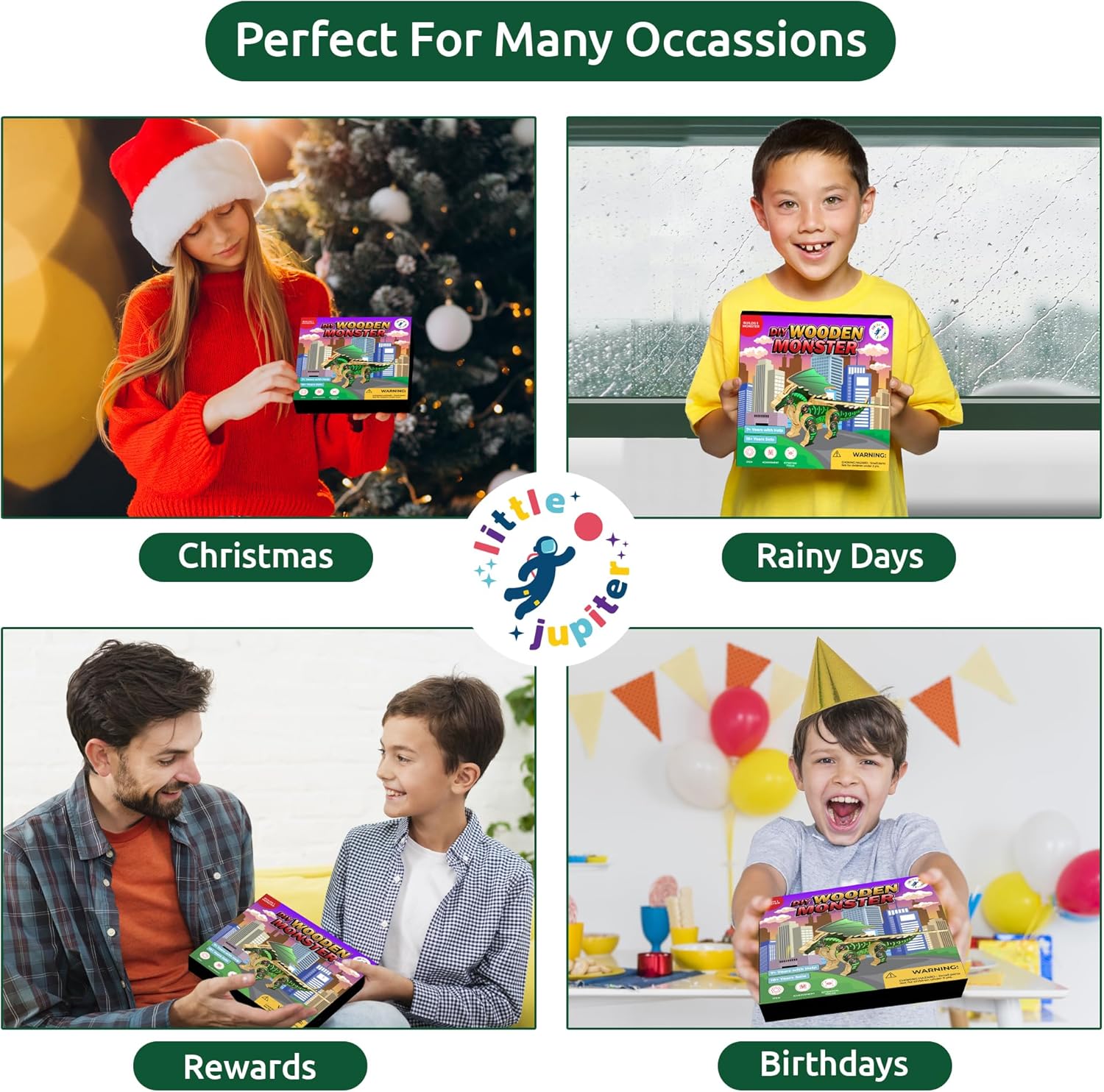 Little Jupiter DIY Wooden Kit with Stickers - Japanese Monster Series for 7-12 Yrs - Woodworking Kits - Wood Crafts - Building Kit - Wooden Crafts (Winged Monster Type 2)