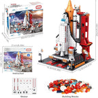 Space Exploration Shuttle Toys for 8-12 and 8-14 Years Boys Kids, 1008pcs 7 Models Aerospace Building Set with Heavy Transport Rocket and Launcher, Educational Construction Toy