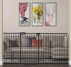 Extra Wide Baby Gate Extra Wide Pet Dog Gates for Stairs Doorways Black Metal Tension Indoor Safety Gates with Pressure Mount 71.5-76.38 Inch