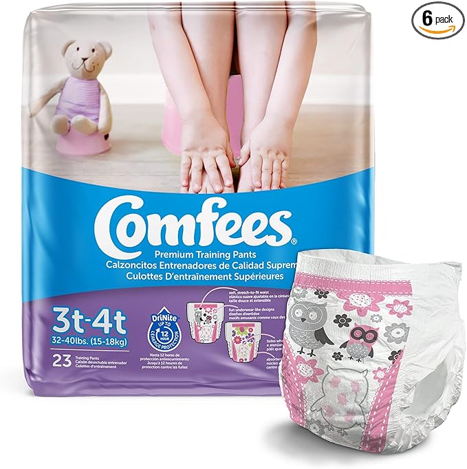 Comfees Girl Training Pants - 3T-4T, 23 Count (Pack of 6)