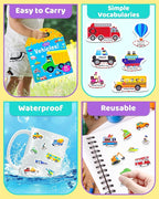 Benresive Reusable Sticker Book for Toddlers 2-4 Years, Fun Travel Stickers for Kids, Waterproof Sticker Books for Toddlers 1-3, Crafts Activities for Todddlers 1-3 2-4 3-5 - Transport
