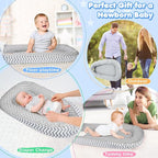 KISS GOLD Baby Lounger - Breathable Soft Cotton Cover Baby Lounger Nest, Babies Essentials Gifts, Portable Lounger for Baby Tummy Time Floor Playing Seated Support for Home and Travel