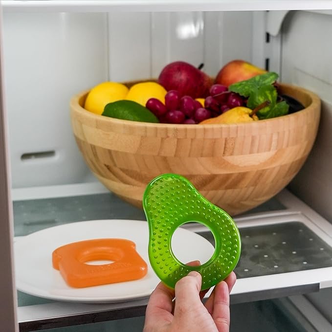 Dr. Brown's AquaCool Water-Filled Teether, Cooling Teether Toy for Babies, Soothes Sore Gums, Avocado Toast Shapes, BPA Free, 3m+, 2-Pack