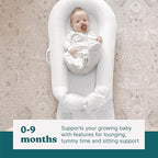 MyBaby 3-in-1 Calming Baby Cushion, Soothing Comfort for Newborns & Infants, Snuggling Sensation, Sound and Vibration, Designed for Safety, Rechargeable & Machine-Washable, by Homedics, White