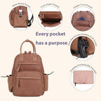 JESSIE & JAMES Saturday EDC Diaper Bag Backpack Multi Function Diaper Bag with Changing Pad & Stroller Straps_Brown