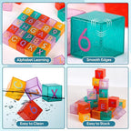 40 PCS Building Blocks for Toddlers, ABC & Number Stacking Blocks Toys for Kids with Color ID Cards, Alphabet Learning and Educational STEM Toy for Boys Girls Gifts 3 4 5 6