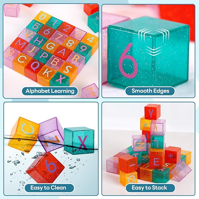 40 PCS Building Blocks for Toddlers, ABC & Number Stacking Blocks Toys for Kids with Color ID Cards, Alphabet Learning and Educational STEM Toy for Boys Girls Gifts 3 4 5 6