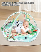 dearlomum 4-in-1 Tummy Time Mat,Baby Activity Play Mat,Newborn Play Baby Mats for Floor with 6 Infant Learning Sensory Baby Toys, Toddler Motor Skill Development,Babies Ball Pit with 18 Ocean Balls