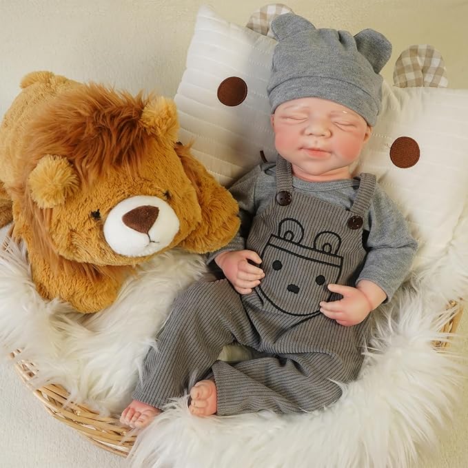 Lifelike Reborn Baby Dolls Boy - 18-Inch Baby Soft Body Realistic-Newborn Baby Doll Full Silicone Baby Dolls with Toy & Gift Box for Kids