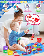 Montessori Toys for 1 Year Old, Toddler Fishing Game with Stacking Cups, Learning Educational Toys for 1 2 Year Old Boy Girl Birthday Gifts, Baby Toy 12-18 Months, Sensory Sorting Toy for Toddlers 1-3