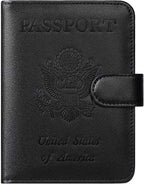 Passport Holder Cover Wallet RFID Blocking Leather Card Case Travel Accessories for Women Men (Black)
