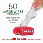 B.B. Klean Flushable Baby Wipes | Hypoallergenic | Sensitive Skin | Thick & Absorbent | Durable | Unscented | 99.9% Water | Eco-Friendly | 80 Wipes Inside (4)