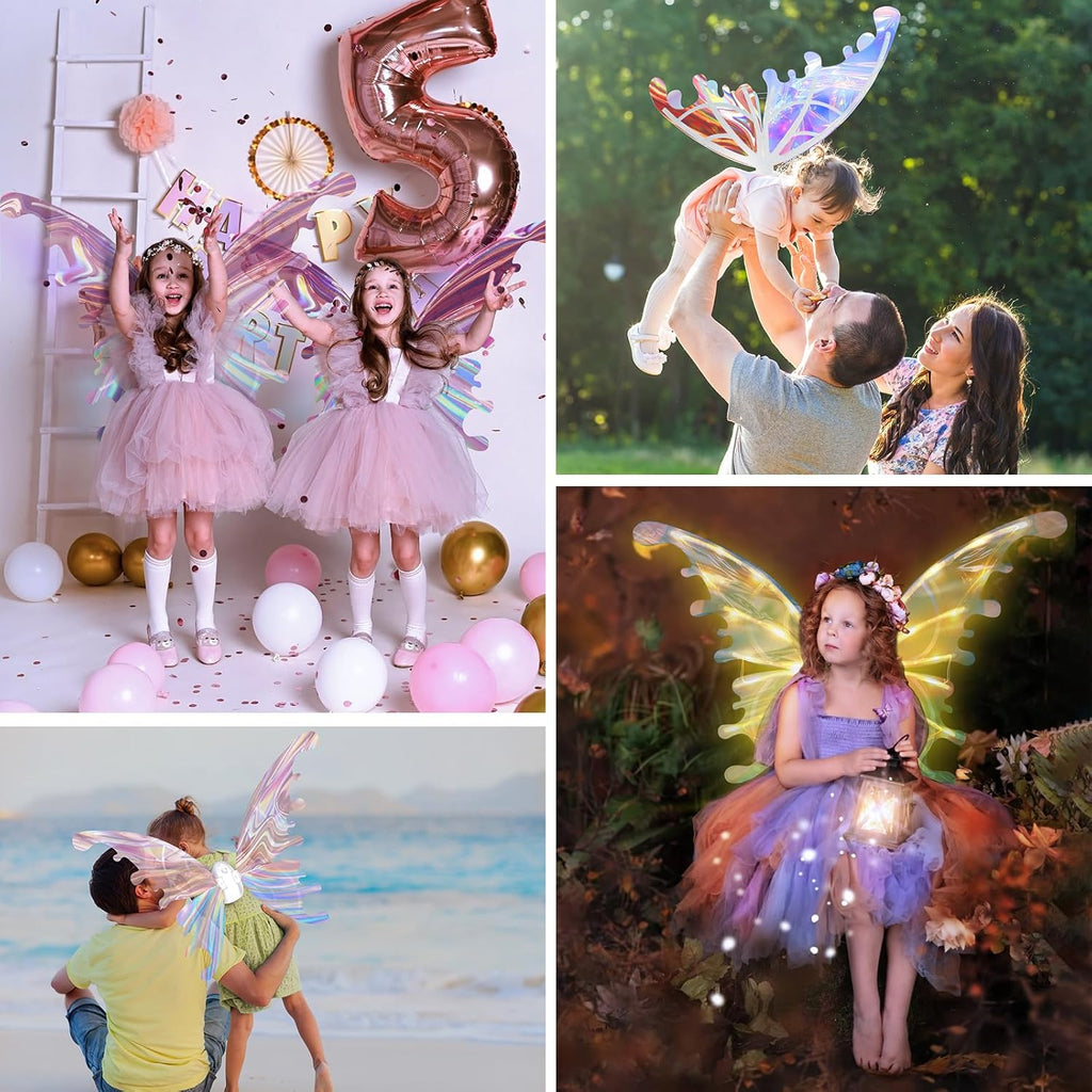 Electric Fairy Wings for Girls, Light Up Moving Butterfly Wings with LED Lights and Music, Toy for Kids as Halloween Valentine Birthday Christmas Party Costume Princess Cosplay Dress Up Gift