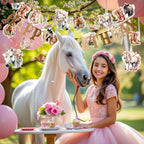 Horse Birthday Decorations,Horse Party Decorations for Girls,Cowgirl Hanging Swirls,Happy Birthday Banners, Western Party Supplies Women