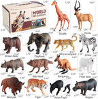 31 Pcs Safari Animals Figures Including 24 Realistic Jungle Playset Toys Zoo Animals for Toddlers 3+ Years Old Ideal Gift for Boys and Girls