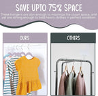 50 Premium Kids Velvet Hangers - 14'' Non-Slip, Ultra-Slim & Space-Saving Hangers - 360° Swivel Hook, Strong & Durable for Children & Preteens - Purple