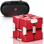 Fidget Cube, Zinc Aolly Metal Infinity Cube Fidget Desk Toy, Punk Style Design with Exquisite Case, Durable and Heavy Cool Gadgets, Adult Fidget Toys for Alleviate Stress and Anxiety(Red)