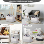 COMFY-HOMI 3 Pack Cotton Rope Square Basket with Handles - Storage & Organizer (White/Black Line, 13.5" x 11" x 9.5")