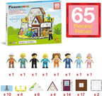 PicassoTiles Magnet Tile Building Block Family Homestead Doll House Theme Playset 8 Character Action Figures Double Sided Magnetic Tiles Printing STEM Education Learning Kit Toy Set Kids Ages 3+ PTQ06