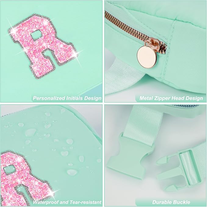 Fanny Pack Belt Bag Crossbody Bags with Initials Letter Patch Trendy Stuff for Teens Cute Stuff Birthday Gifts for Teenager Girls | Light Green,Initial R