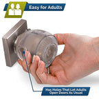 Door Knob Safety Cover for Kids (6 Pack) Hard-to-Remove Dual-Lock Door Handle Covers for Kids - Reusable Baby Proof Door Knob Locks - Installs Easily, No Tools Needed (Transparent)