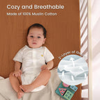 david's kids Muslin Crib Sheets for Boys Girls, 2 Pack 100% Cotton Soft Breathable Fitted Baby Sheet Set, 28x52 Inch Fits Standard Crib and Toddler Mattresses, Brown & Grey