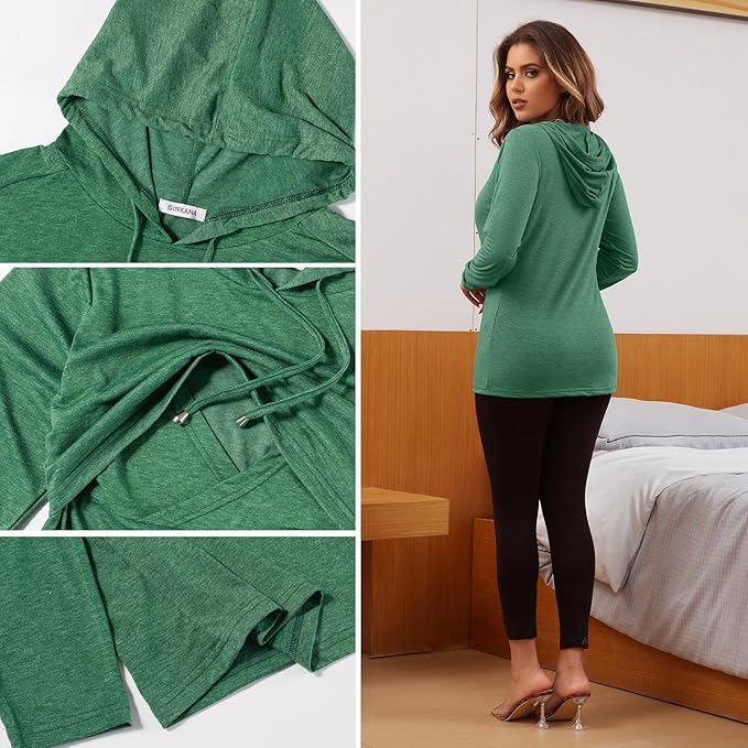GINKANA Women's Nursing Hoodie Sweatshirt Long Sleeves Breastfeeding Maternity Tops Casual Clothes